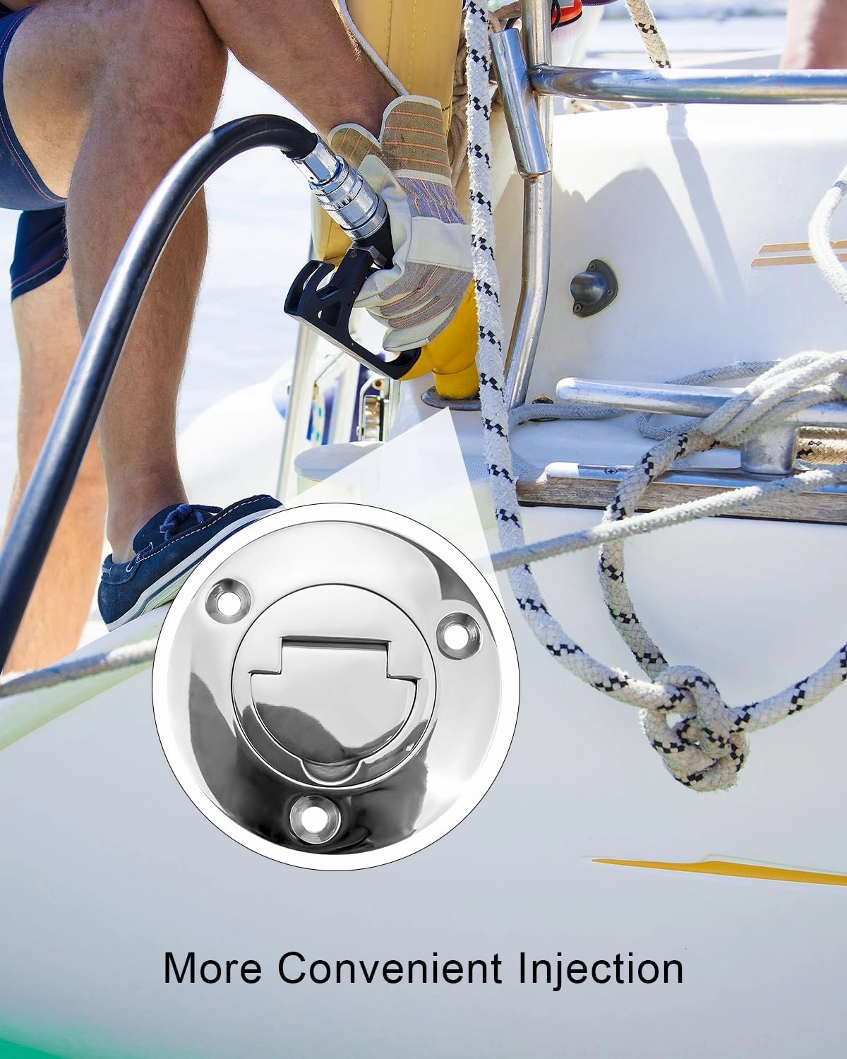 Boat Marine Deck Fill Filler Replacement Part Keyless Cap with Chain 316 Stainless Steel Mirror Polished Gas Fuel Tank Hardware for 1-1/2" Tube