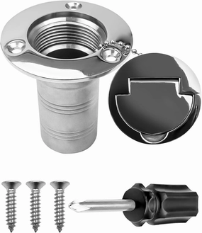 Boat Marine Deck Fill Filler Replacement Part Keyless Cap with Chain 316 Stainless Steel Mirror Polished Gas Fuel Tank Hardware for 1-1/2" Tube
