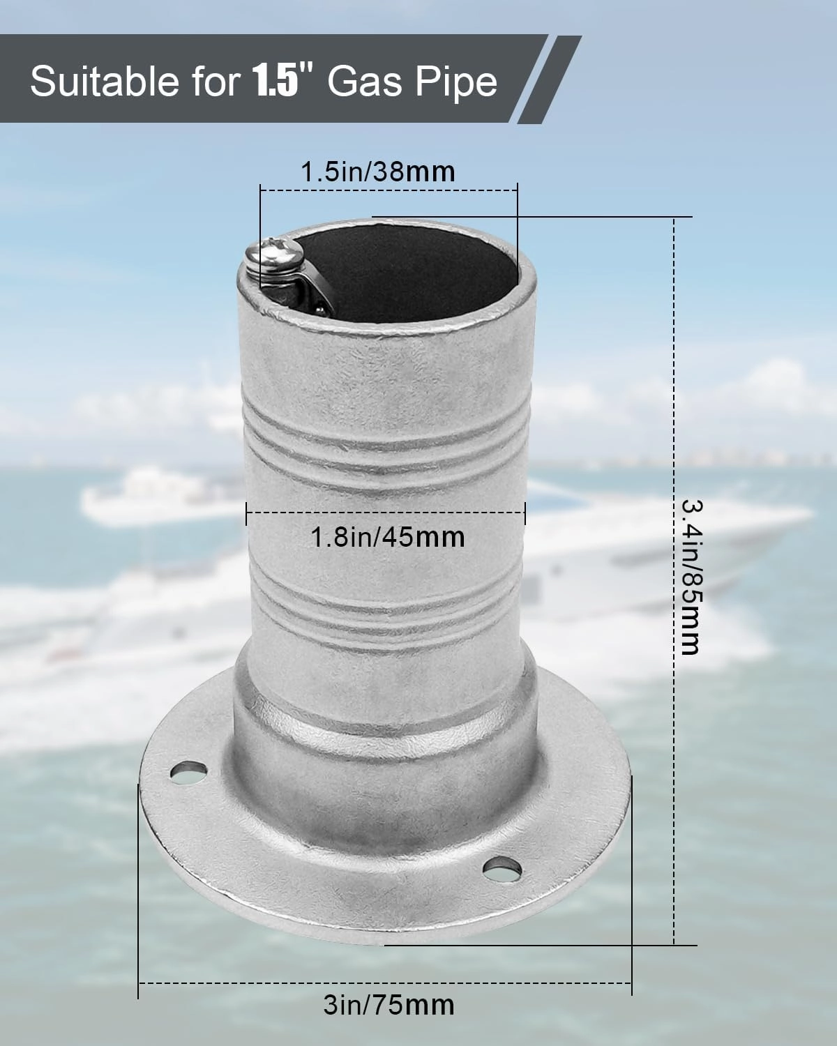 Boat Marine Deck Fill Filler Replacement Part Keyless Cap with Chain 316 Stainless Steel Mirror Polished Gas Fuel Tank Hardware for 1-1/2" Tube
