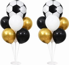 BoKin 2 Sets Soccer Party Balloon Stand Kit, 2 Soccer Foil Balloon Centerpieces for Tables, Sports Theme Decoration for Birthday Party, Game Tables, Sports Theme Party