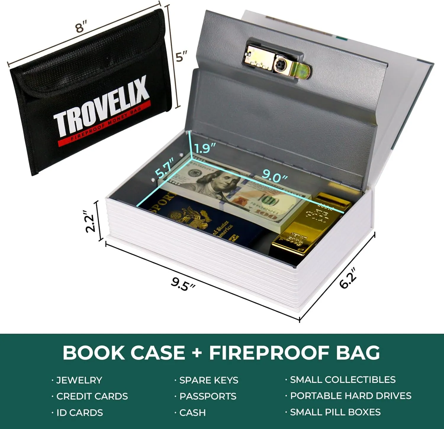 Book Safe with Combination Lock, Hidden Safe (9.5 x 6.2 x 2.2 Inch) with Fireproof Bag, Secret Diversion Safe, Hollow Book Box Hidden Storage, Money Safe Box for Cash (HOME REPAIR)