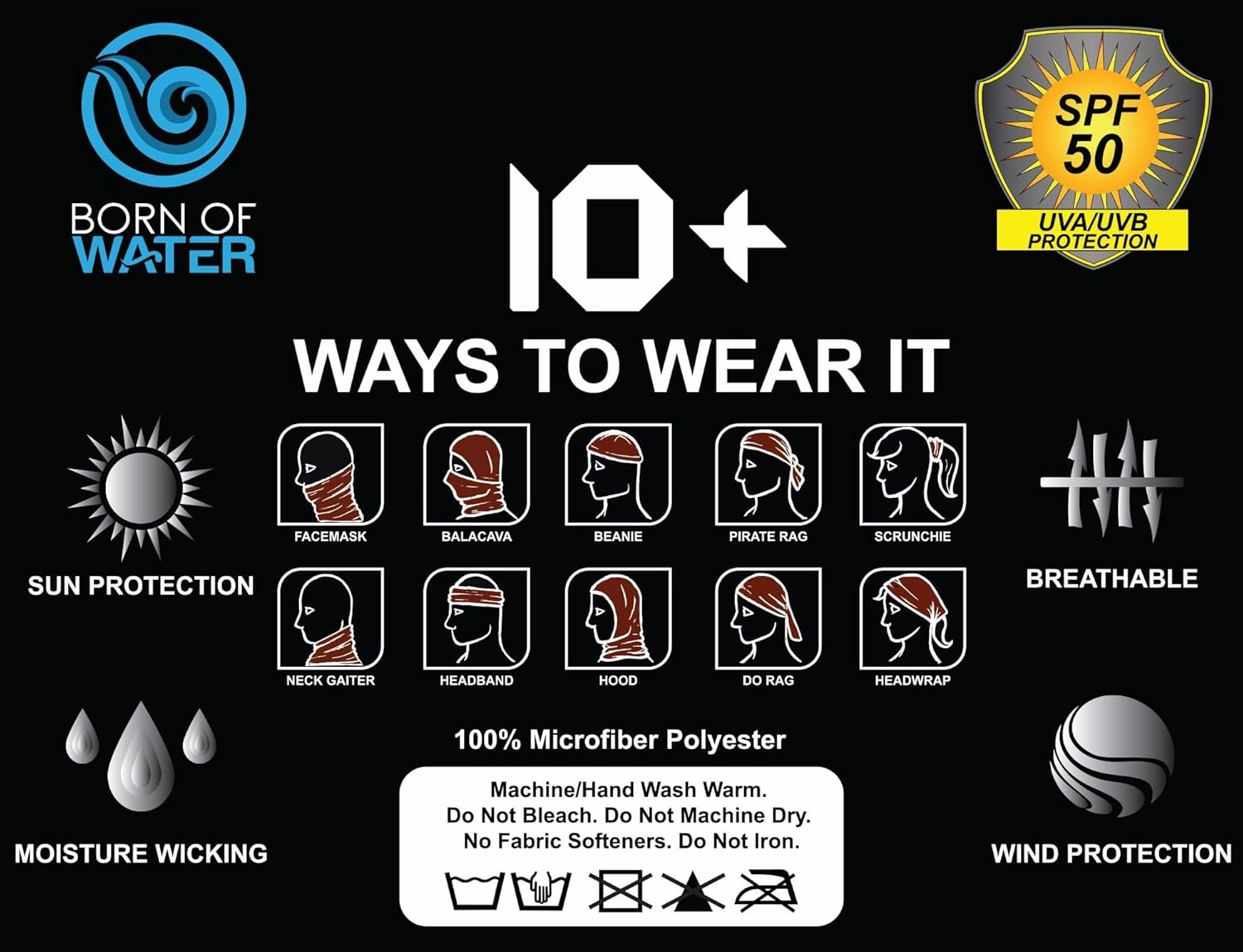 Born of Water Neck Gaiter: Flags: Fishing Face Mask Shield UV Protection