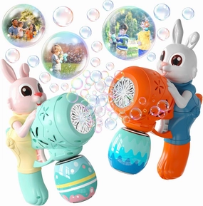 Bubble Gun for Kids 2 Pack Bubble Guns Kit for Toddlers Rabbit Bubble Machine Electric Bubble Toy Automatic Bubble Blower Bubble Maker for Outdoor Easter Gift for Kids