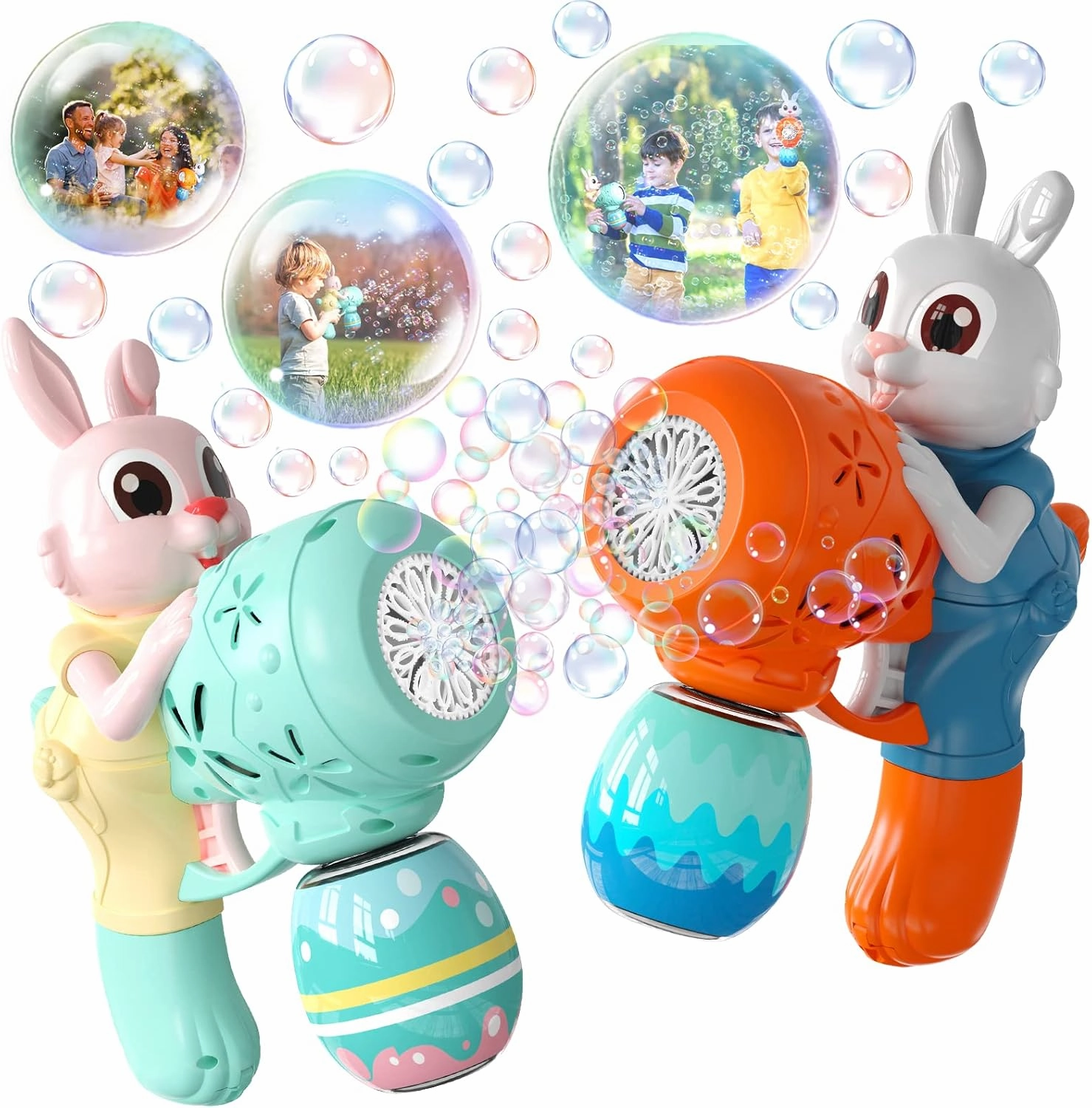 Bubble Gun for Kids 2 Pack Bubble Guns Kit for Toddlers Rabbit Bubble Machine Electric Bubble Toy Automatic Bubble Blower Bubble Maker for Outdoor Easter Gift for Kids