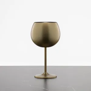 Cambridge Silversmiths 4 Piece Set of 12 oz Brushed Gold Balloon-Shaped Single Wall Wine Glasses