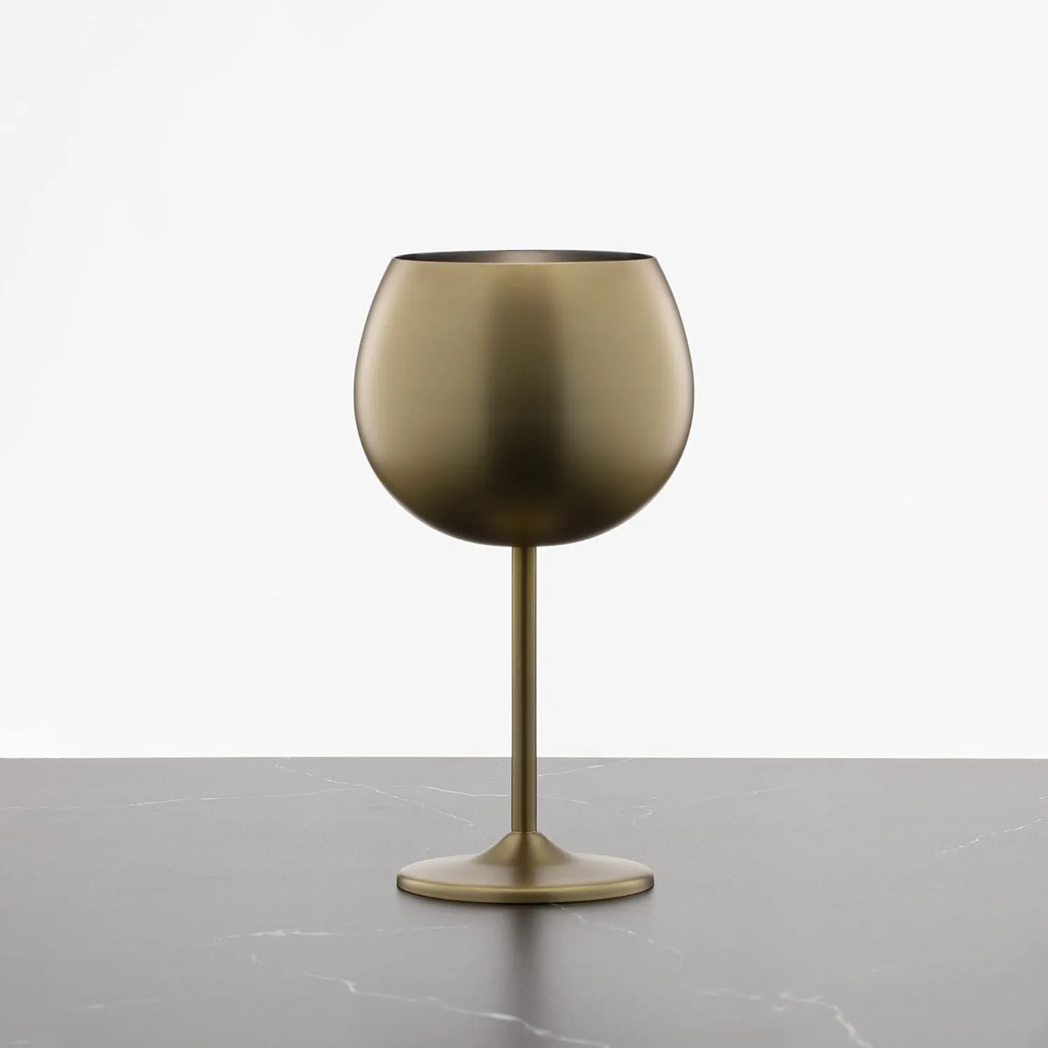 Cambridge Silversmiths 4 Piece Set of 12 oz Brushed Gold Balloon-Shaped Single Wall Wine Glasses