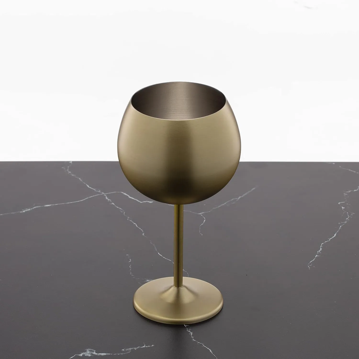 Cambridge Silversmiths 4 Piece Set of 12 oz Brushed Gold Balloon-Shaped Single Wall Wine Glasses