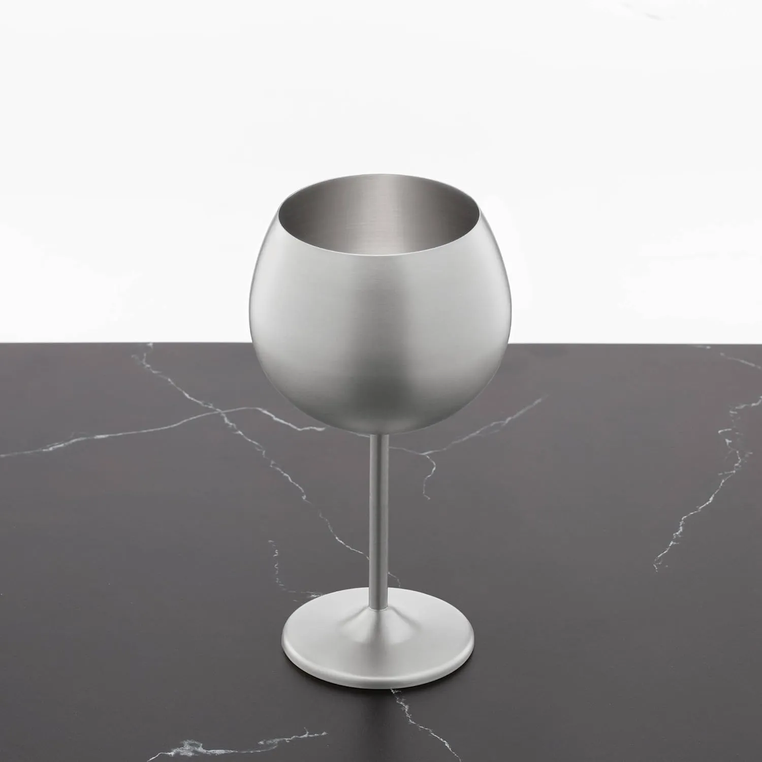 Cambridge Silversmiths 4 Piece Set of 12 oz Stainless Steel Balloon-Shaped Single Wall Wine Glasses