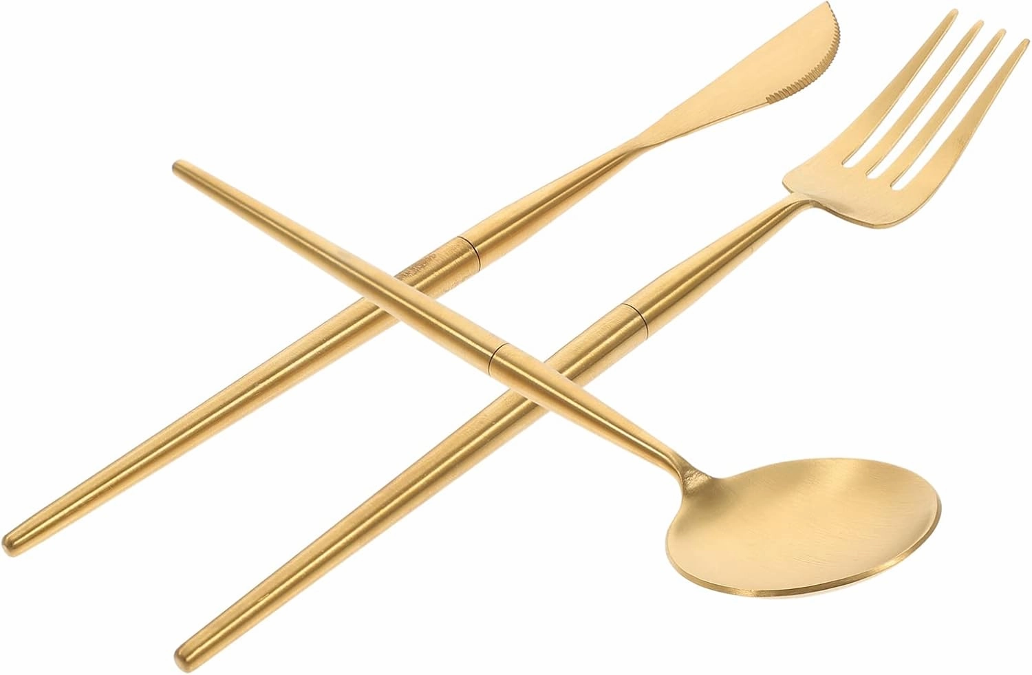 Camping Silverware Set 4-piece Titanium Fork Knife Spoon Chopsticks Stainless Steel Utensil Kit for Outdoor Compact Easy to Clean