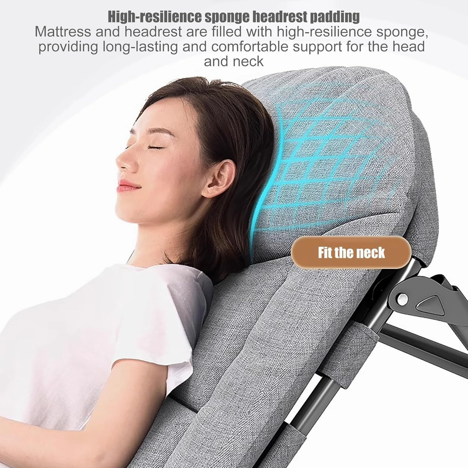 Camping Sleeping Cot, Heavy Duty Sleeping Cots, 6-Position Folding Cot, Lounge Chair with Mattress, Portable Travel Camp Cots for Home, Office Nap and Outdoor Beach(200x65CM)