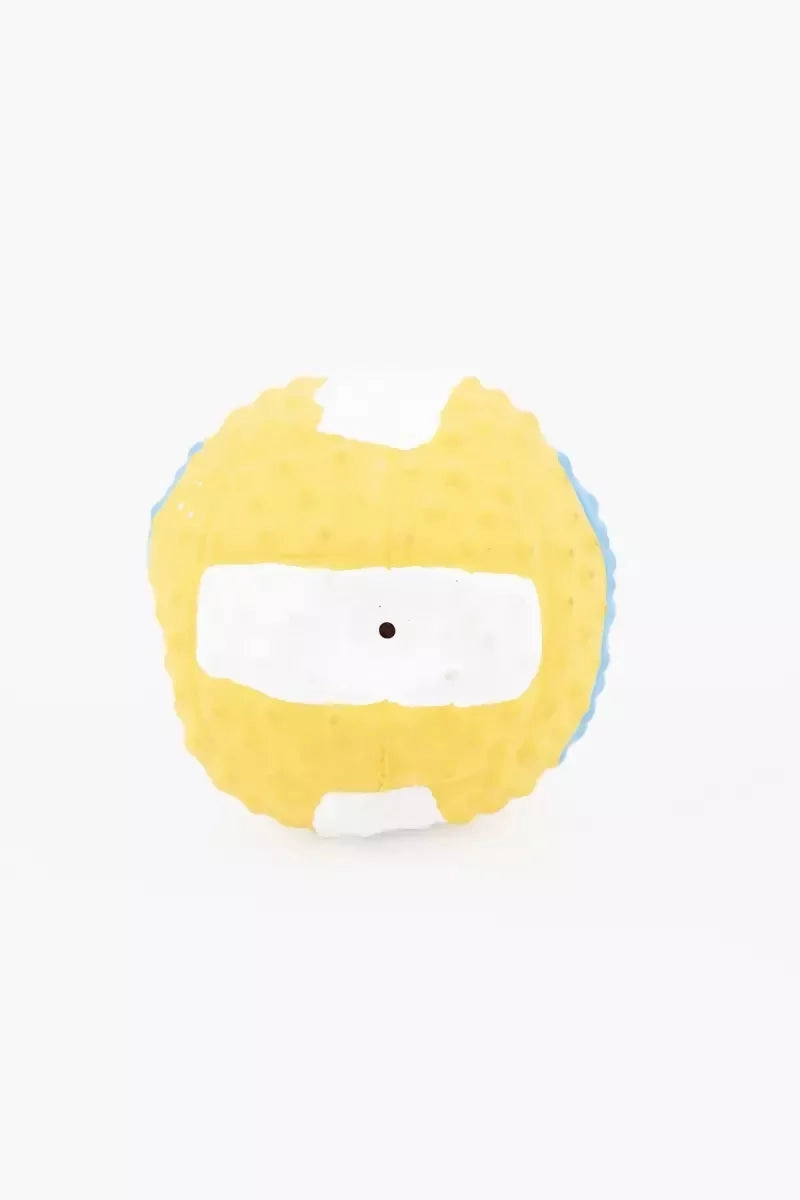 Canine Squeaky Rubber Ball Toy For Dogs (Small, Blue & Yellow)