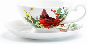 Cardinal Poinsettia Bone China Cup and Saucer
