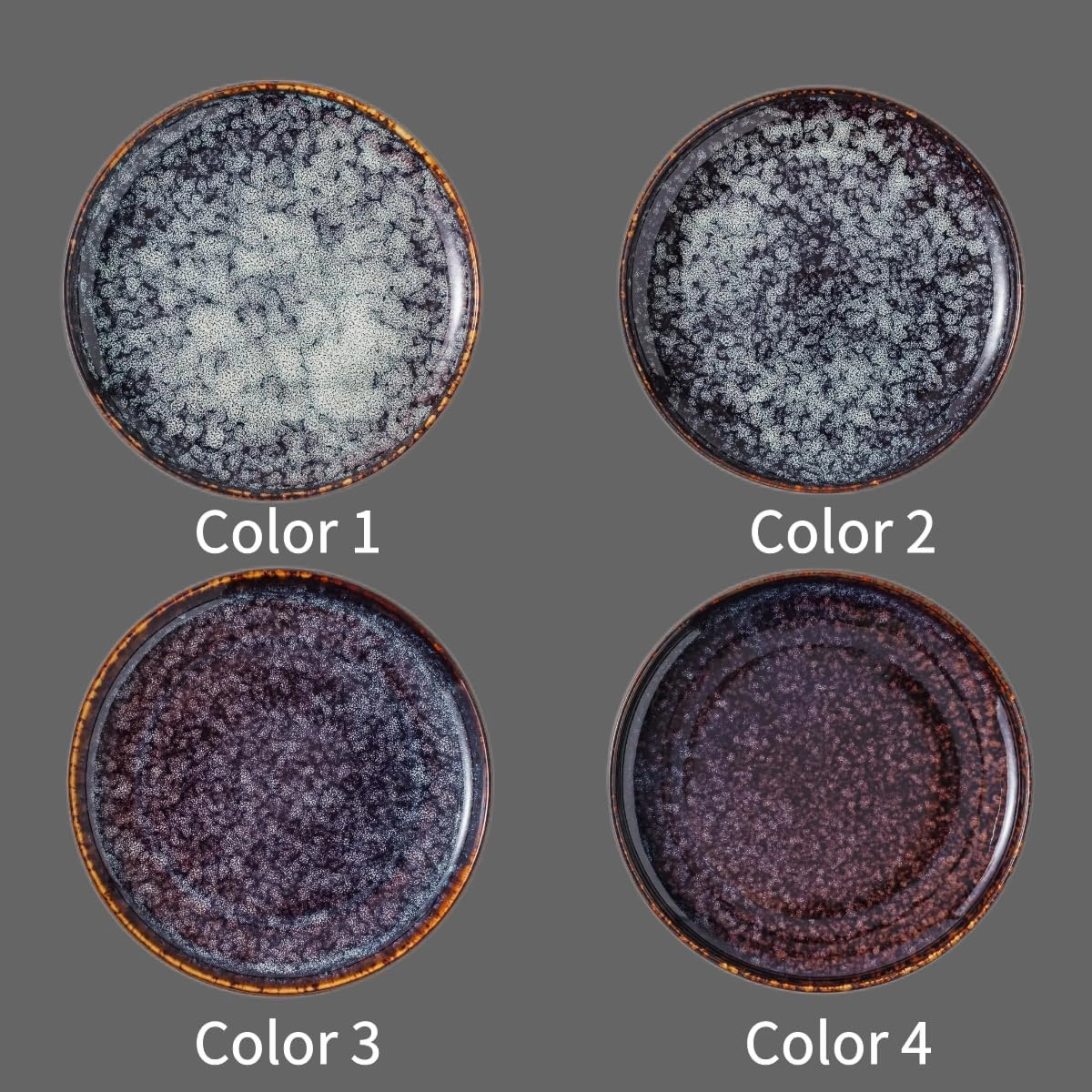 Ceramic dinner plates set of 4, Dessert plates & Salad plates for party and wedding, Microwave safe porcelain plates set, 8 Inch