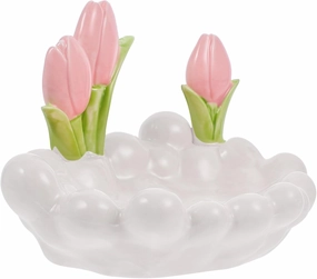 Ceramic Trinket Dish Watch Keys Tray Storage Rack Jewelry Organizer Dish Necklace Dressing Table Make up Jewelry Rack Home Decor Storage Small Key Key Ring Disk Jewelry (White 19.00X12.80X12.70CM)