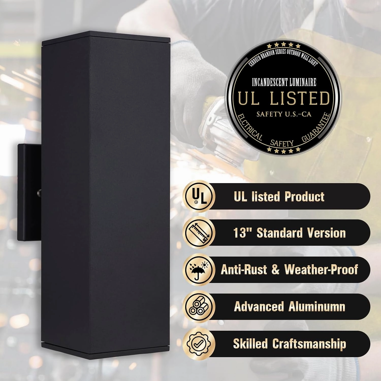 Cerdeco Aluminum Modern Outdoor Wall Light, Exterior Up Down Light Fixtures Matte Black [UL Listed] (2 Pack)