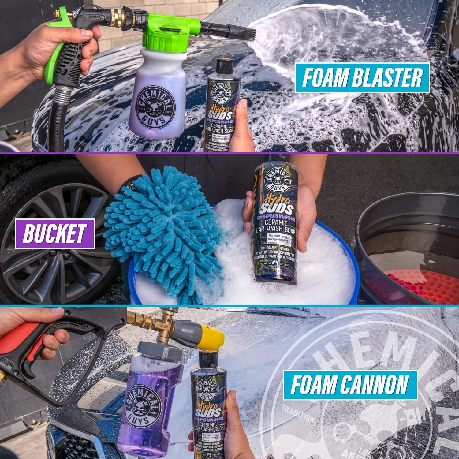 Chemical Guys CWS21264 HydroSuds Ceramic SiO2 Shine High Foaming Car Wash Soap (Works with Foam Cannons, Foam Guns or Bucket Washes) For Cars, Trucks, Motorcycles, RVs & More, 64 fl oz, Berry Scent