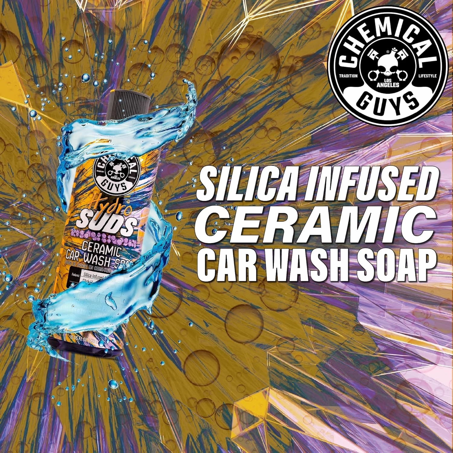 Chemical Guys CWS21264 HydroSuds Ceramic SiO2 Shine High Foaming Car Wash Soap (Works with Foam Cannons, Foam Guns or Bucket Washes) For Cars, Trucks, Motorcycles, RVs & More, 64 fl oz, Berry Scent