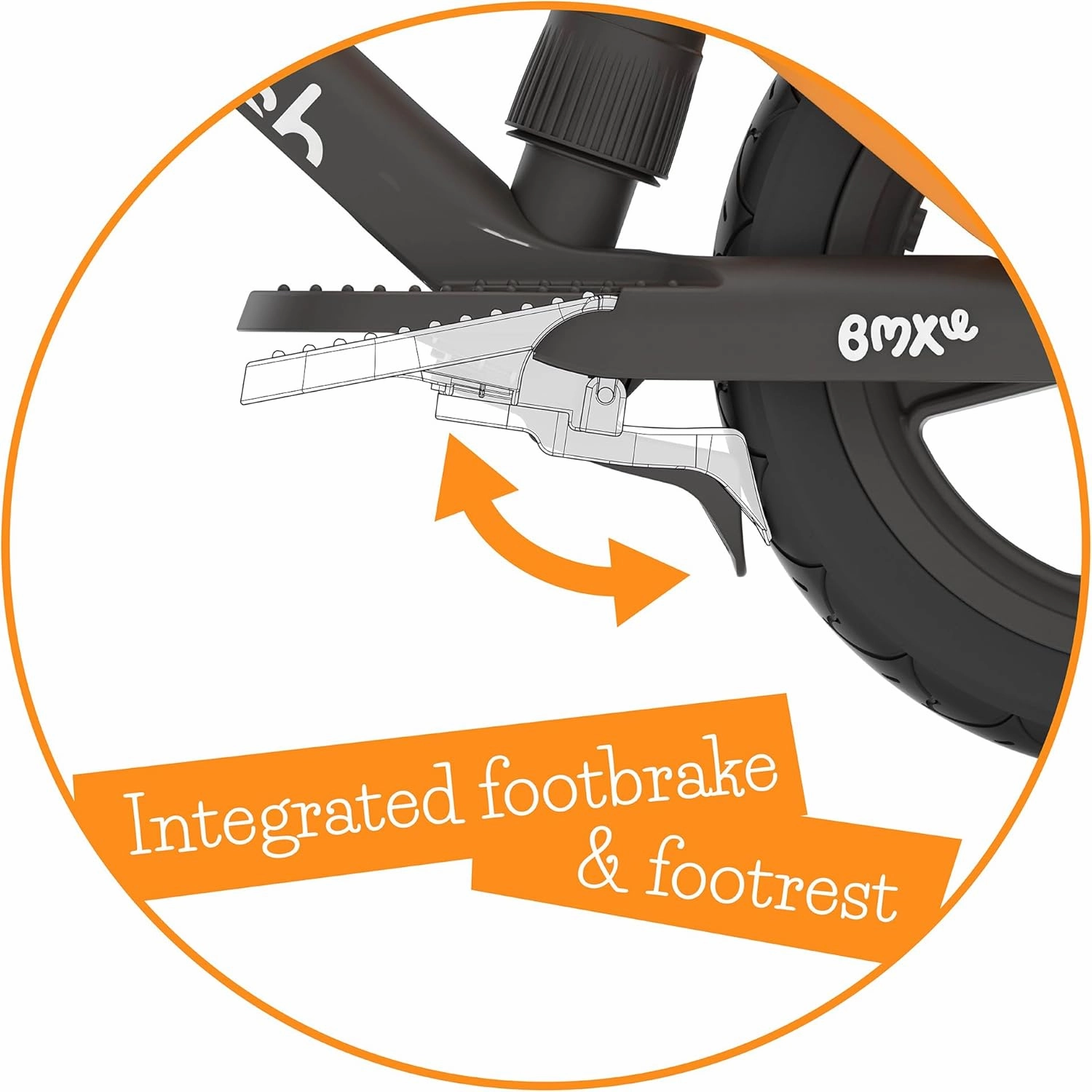 Chillafish Bmxie² Lightweight Balance Bike with Integrated Footrest and Footbrake for Kids Ages 2 to 5 Years, 12-inch Airless Rubberskin Tires, Adjustable Seat Without Tools, Ginger
