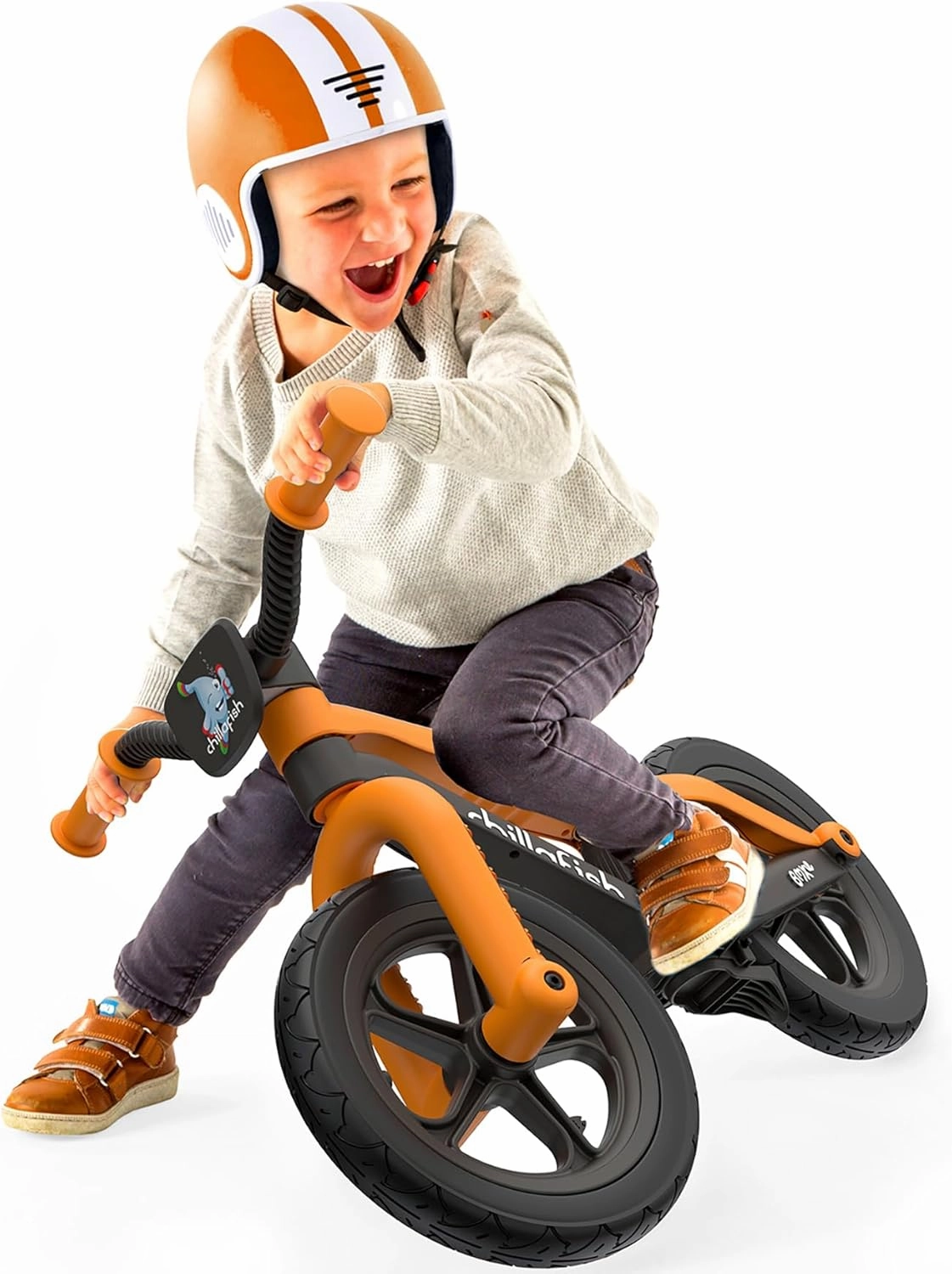 Chillafish Bmxie² Lightweight Balance Bike with Integrated Footrest and Footbrake for Kids Ages 2 to 5 Years, 12-inch Airless Rubberskin Tires, Adjustable Seat Without Tools, Ginger