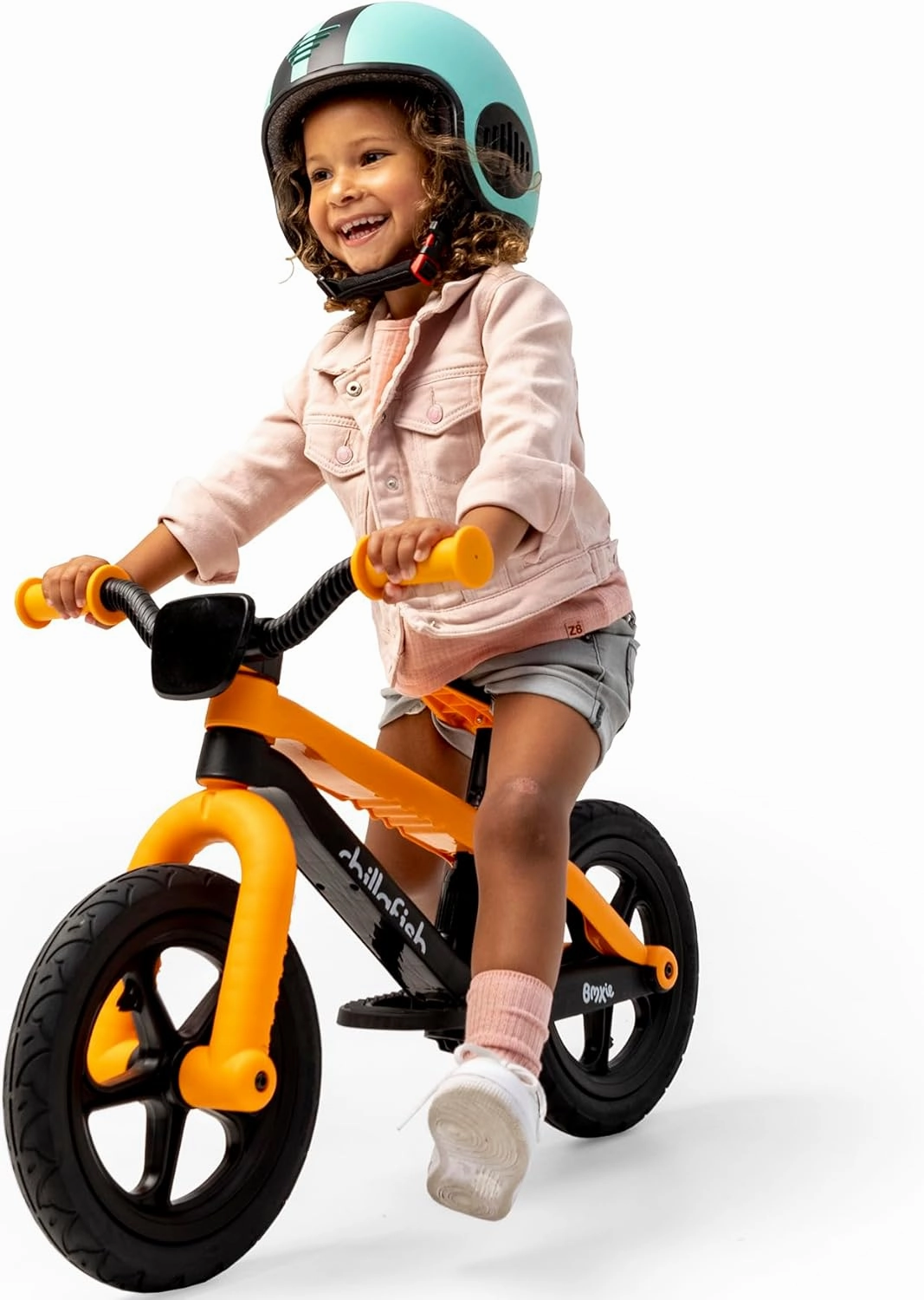Chillafish Bmxie² Lightweight Balance Bike with Integrated Footrest and Footbrake for Kids Ages 2 to 5 Years, 12-inch Airless Rubberskin Tires, Adjustable Seat Without Tools, Ginger