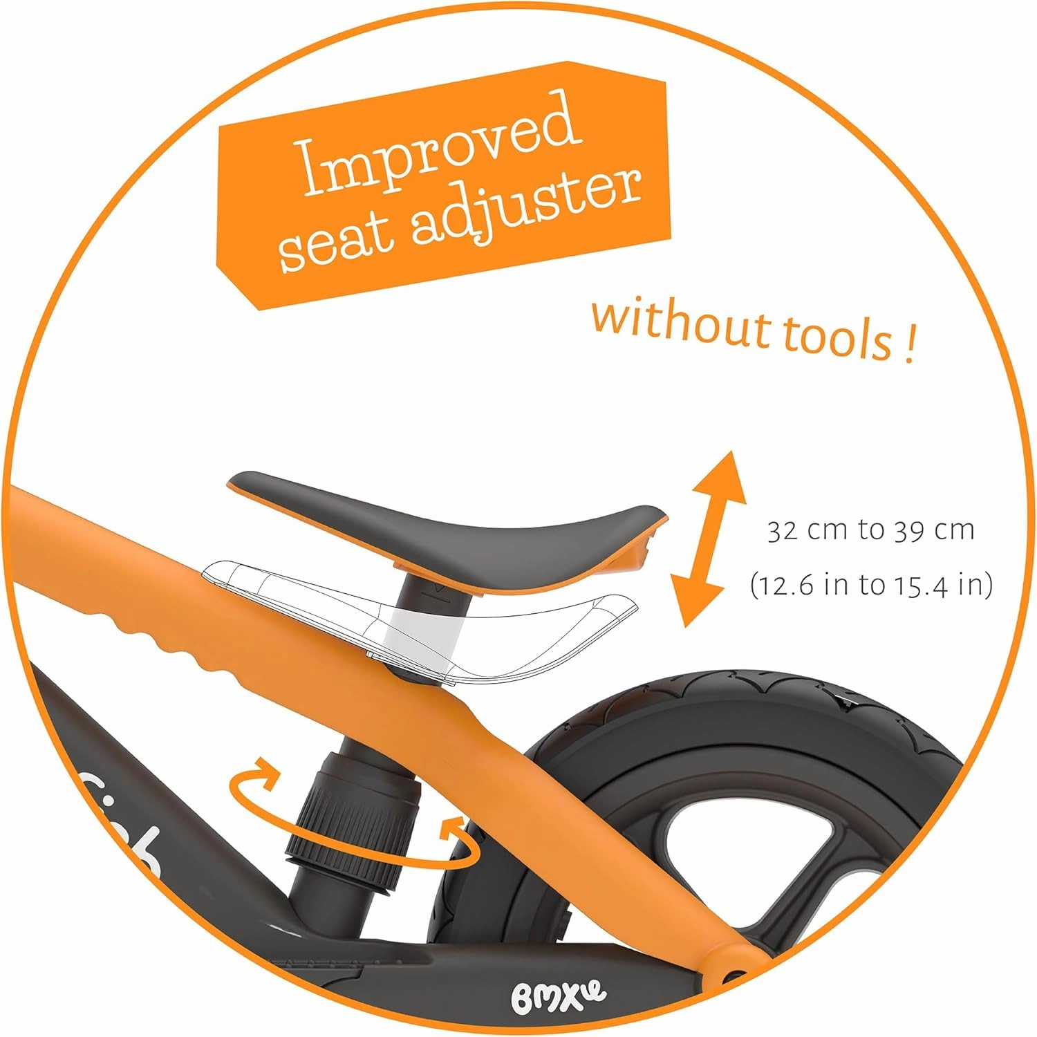 Chillafish Bmxie² Lightweight Balance Bike with Integrated Footrest and Footbrake for Kids Ages 2 to 5 Years, 12-inch Airless Rubberskin Tires, Adjustable Seat Without Tools, Ginger