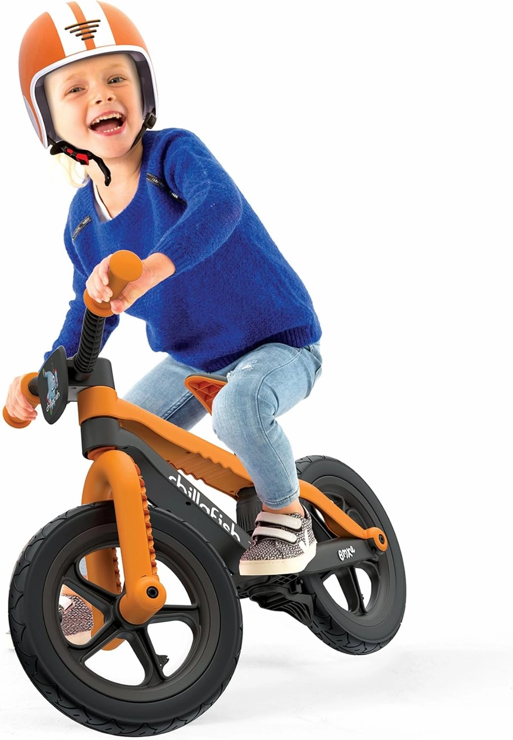 Chillafish Bmxie² Lightweight Balance Bike with Integrated Footrest and Footbrake for Kids Ages 2 to 5 Years, 12-inch Airless Rubberskin Tires, Adjustable Seat Without Tools, Ginger