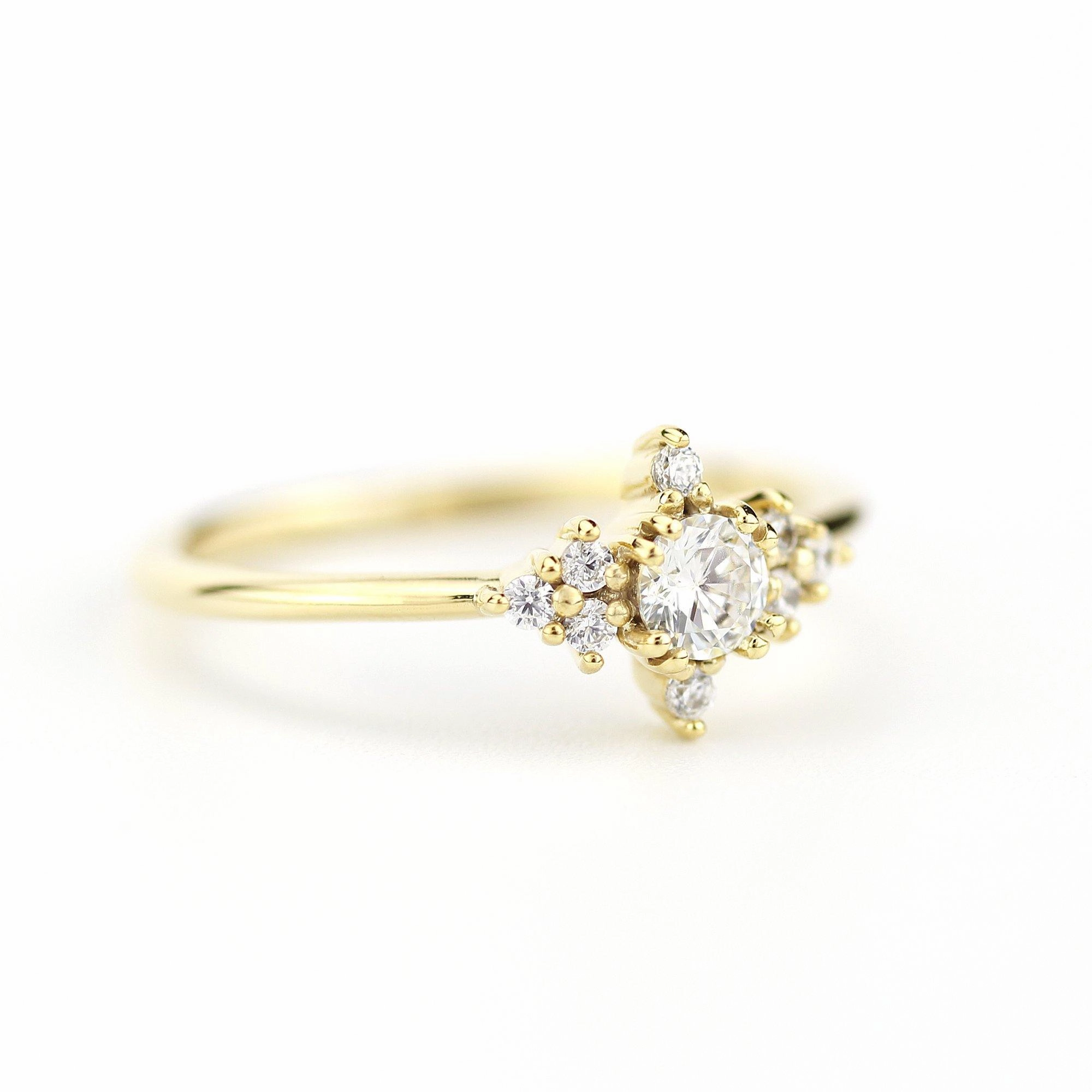 cluster engagement ring round | simple diamond ring designs unique