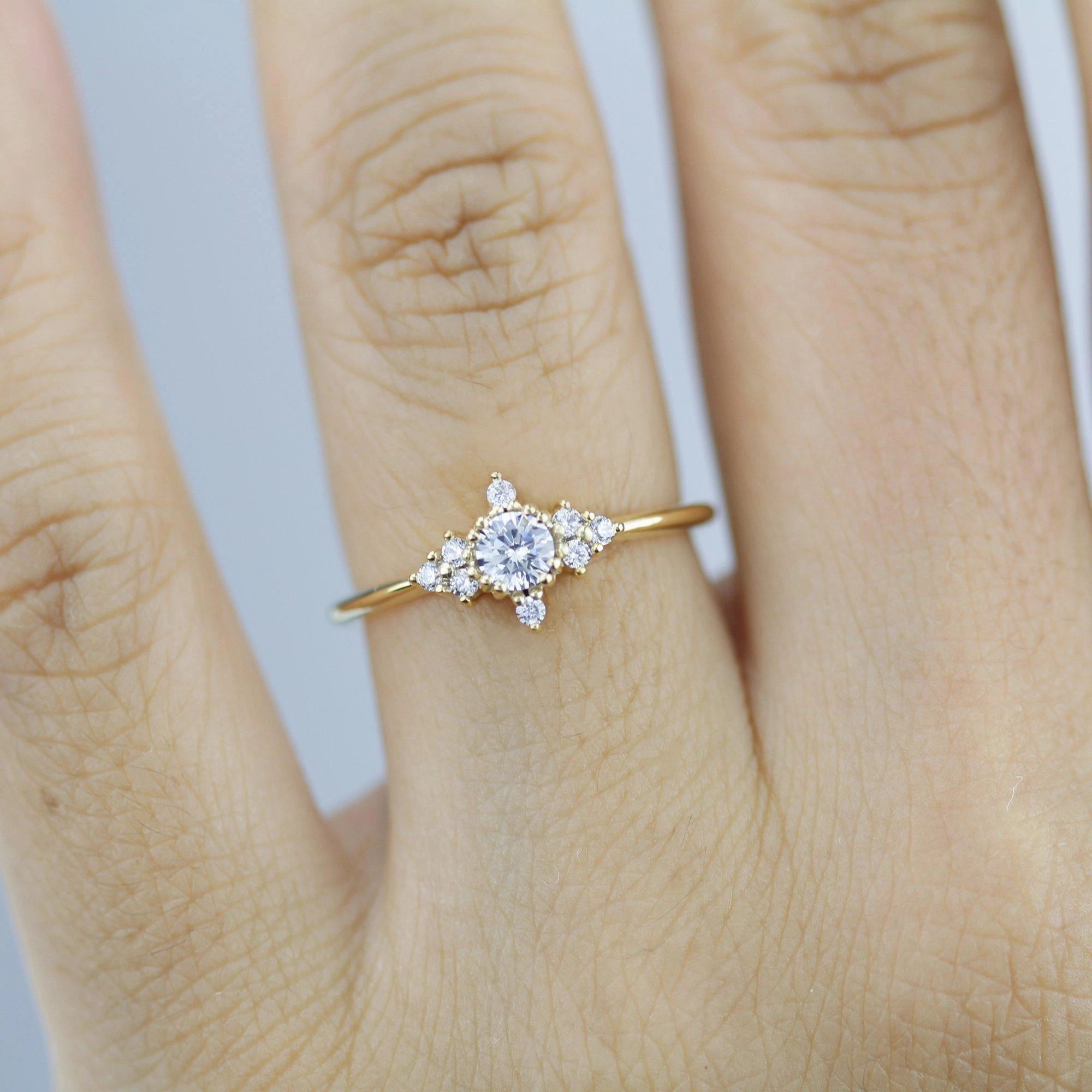 cluster engagement ring round | simple diamond ring designs unique