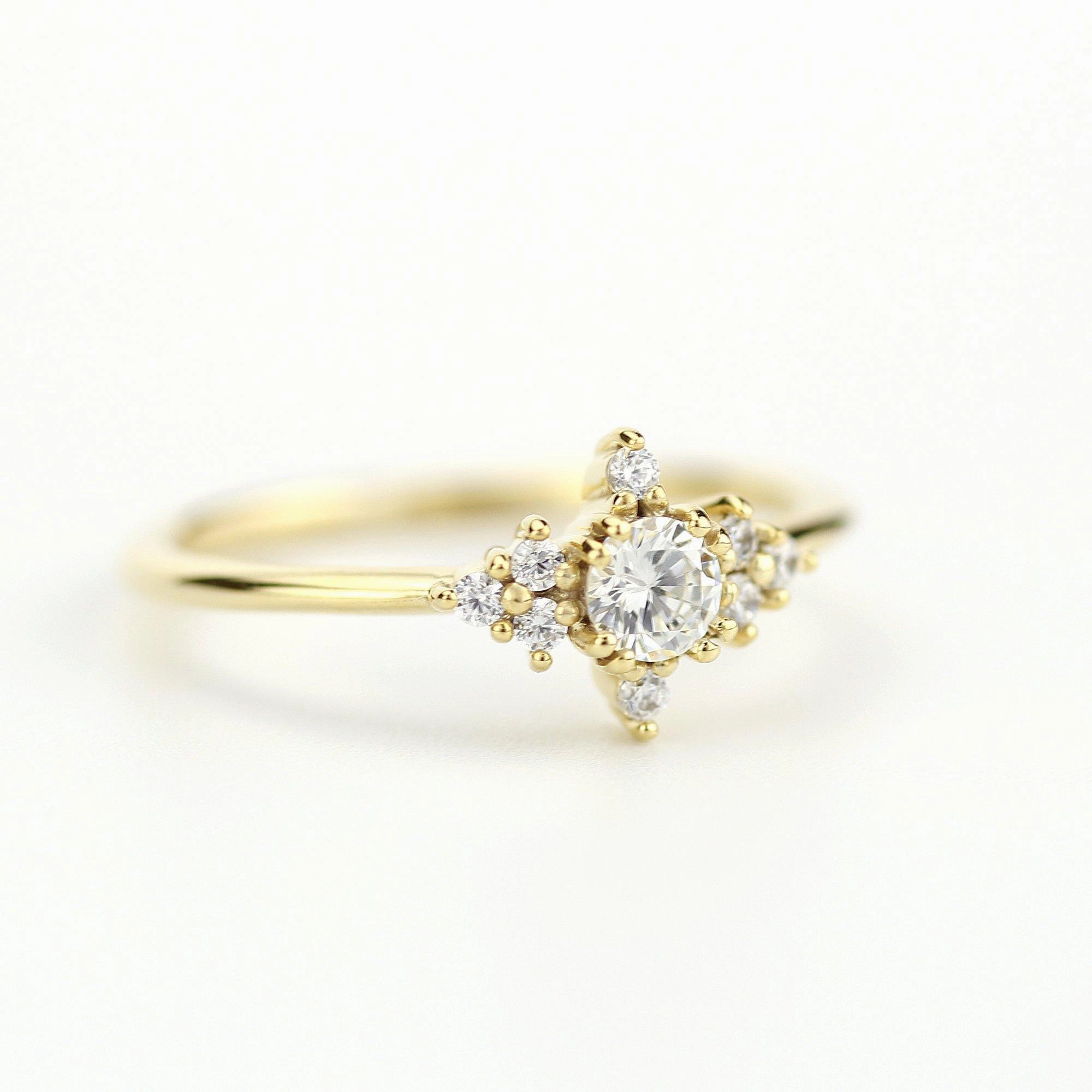 cluster engagement ring round | simple diamond ring designs unique