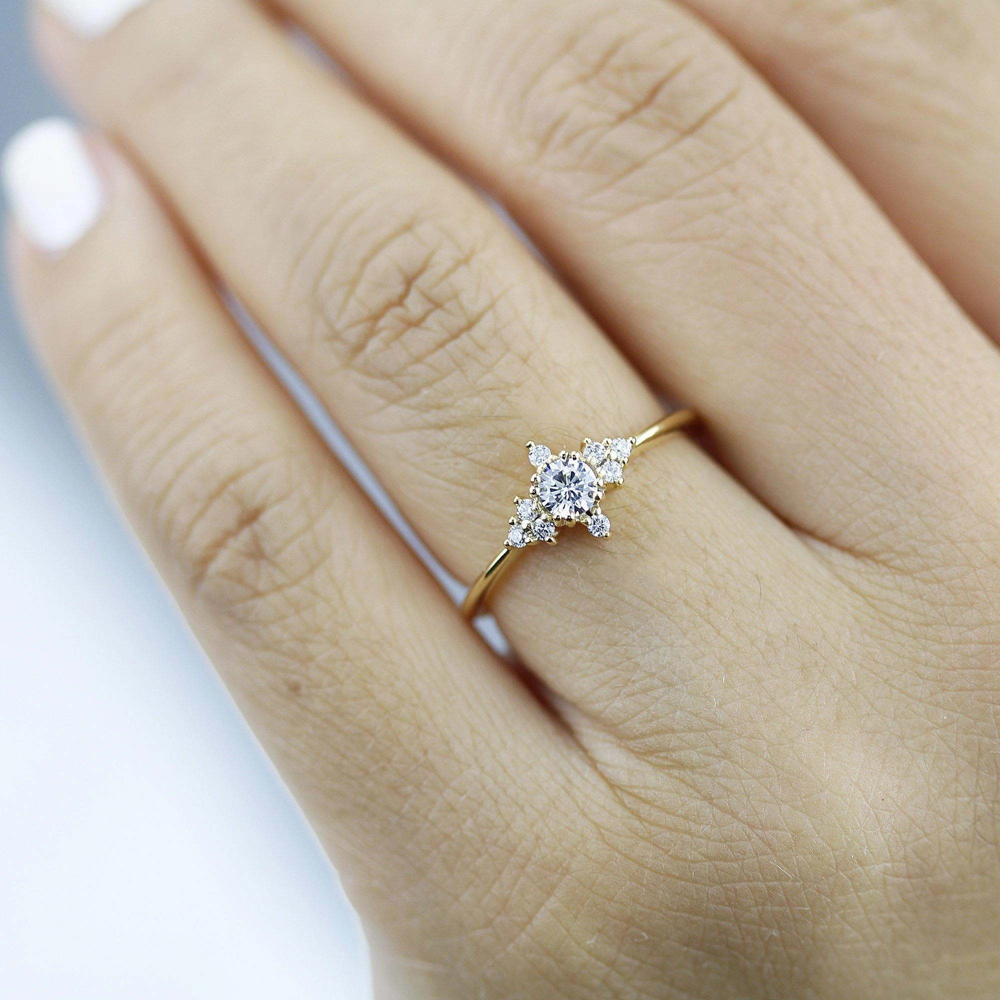 cluster engagement ring round | simple diamond ring designs unique