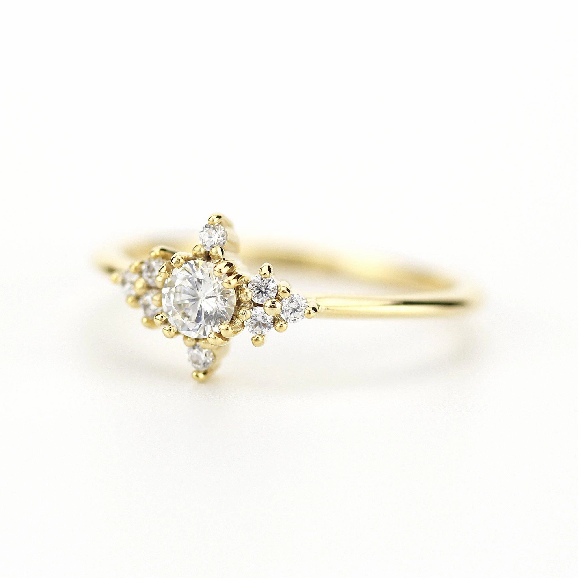 cluster engagement ring round | simple diamond ring designs unique