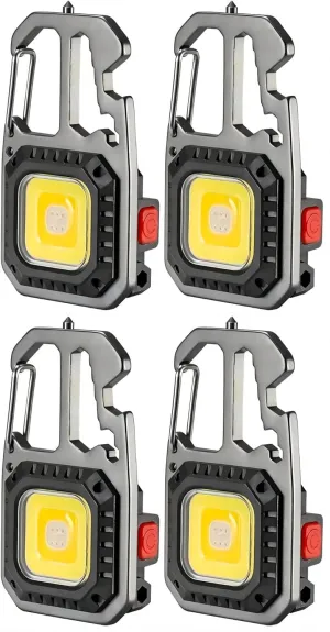 Cob Keychain Work Rechargeable Flashlight 6 Modes,4 in1 Screwdrivers 7in1 Wrench 1bottle Opener 1window-Breaking hamme for Camping, Fishing, Repair Walking Emergency 500 Lumen (4)