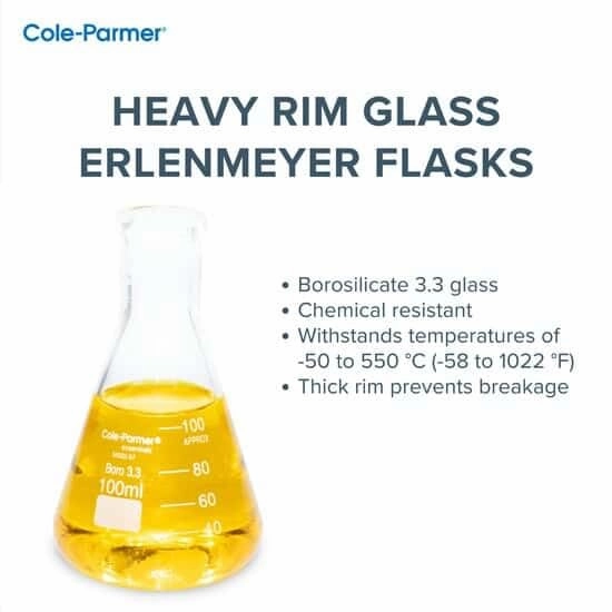 Cole-Parmer Laboratory Grade Glass Erlenmeyer Flask, 2000 mL