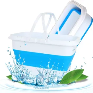 Collapsible Bucket with Handle, Portable Plastic Bucket for Cleaning, Portable Fishing Water Pail, Pop Up Bucket for Camping, Beach, Gardening, House Cleaning (Color : /Blue, Size : 13L Square)