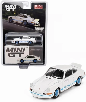 Collectibles Diecast Model Car Compatible with Mini GT 1:64 Porsche 911 Carrera RS 2.7 Grand Prix White with Blue Livery Limited Edition MGT00715