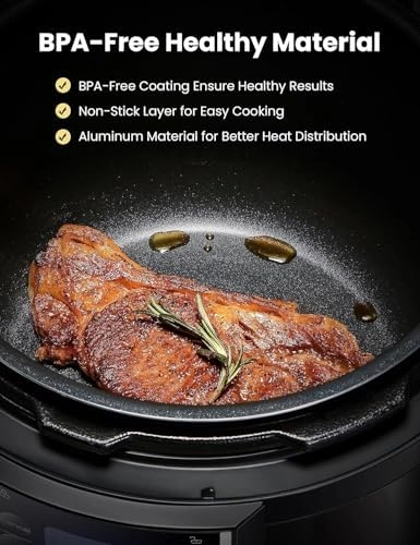 COMFEE’ 9-in-1 Electric Pressure Cooker 13 Presets Instant Multi Cooker Olla de Presion Slow Cooker Rice Cooker Steamer Sauté Yogurt Maker Non-Stick Pot 6 Quart Black, Aluminum