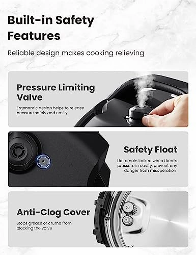 COMFEE’ 9-in-1 Electric Pressure Cooker 13 Presets Instant Multi Cooker Olla de Presion Slow Cooker Rice Cooker Steamer Sauté Yogurt Maker Non-Stick Pot 6 Quart Black, Aluminum