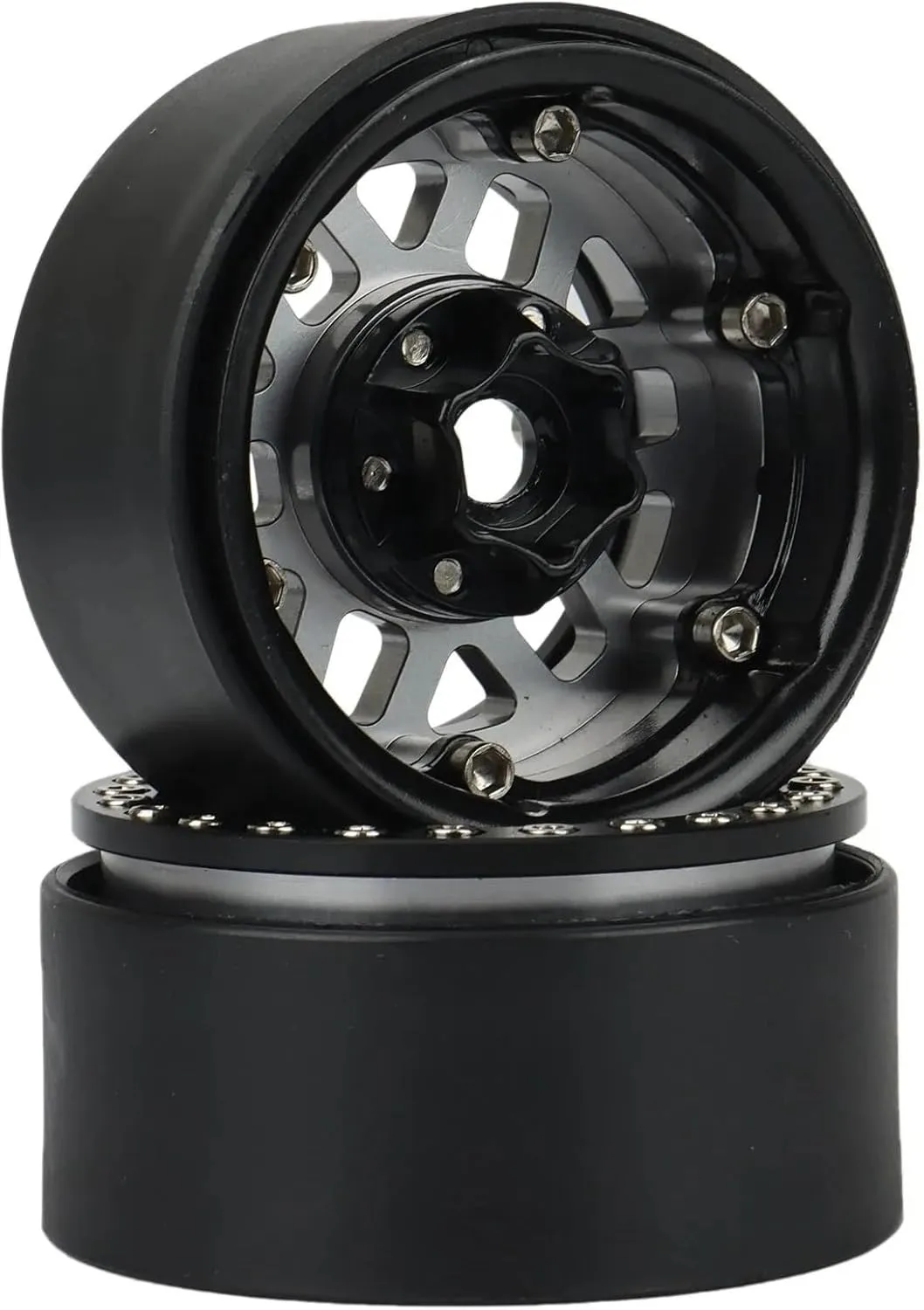 Compatible with Axial for SCX10 for Traxxas TRX4 for Redcat Gen8 VS4-10 4pcs Metal 1.9" Beadlock Wheel Rim Wheel Hub 1/10 RC Crawler Car RC Wheel Tires(Color2)