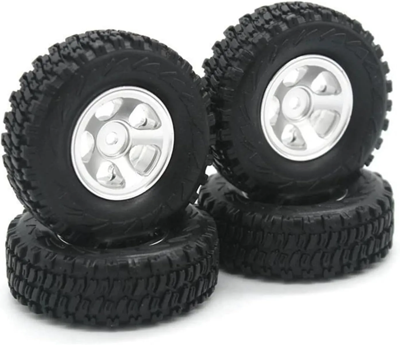 Compatible with Axial SCX24 for Traxxas TRX4M FMS 4Pcs 55Mm 1.0 Metal Beadlock Wheel Rubber Tire Set 1/18 1/24 RC Car Upgrade Parts RC Wheel Tires