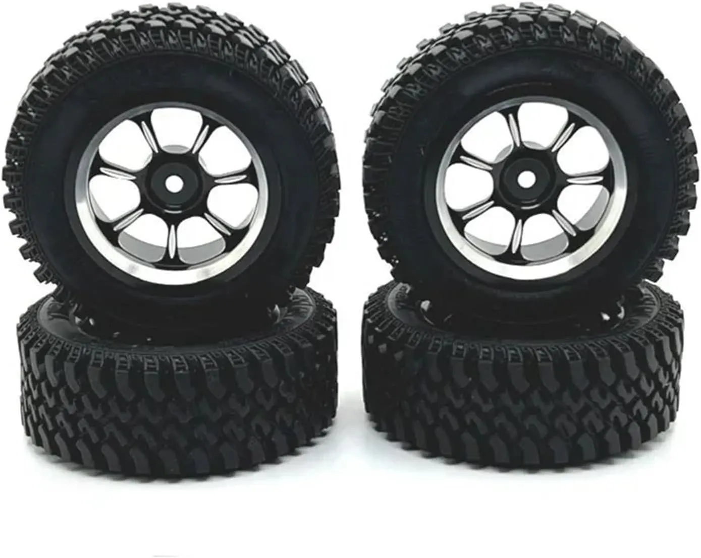 Compatible with MN128 MN86 G500 1/12 RC Four-Wheel Drive Car Upgrade Parts Metal Wheel Combination Device Tire RC Wheel Tires(Black)