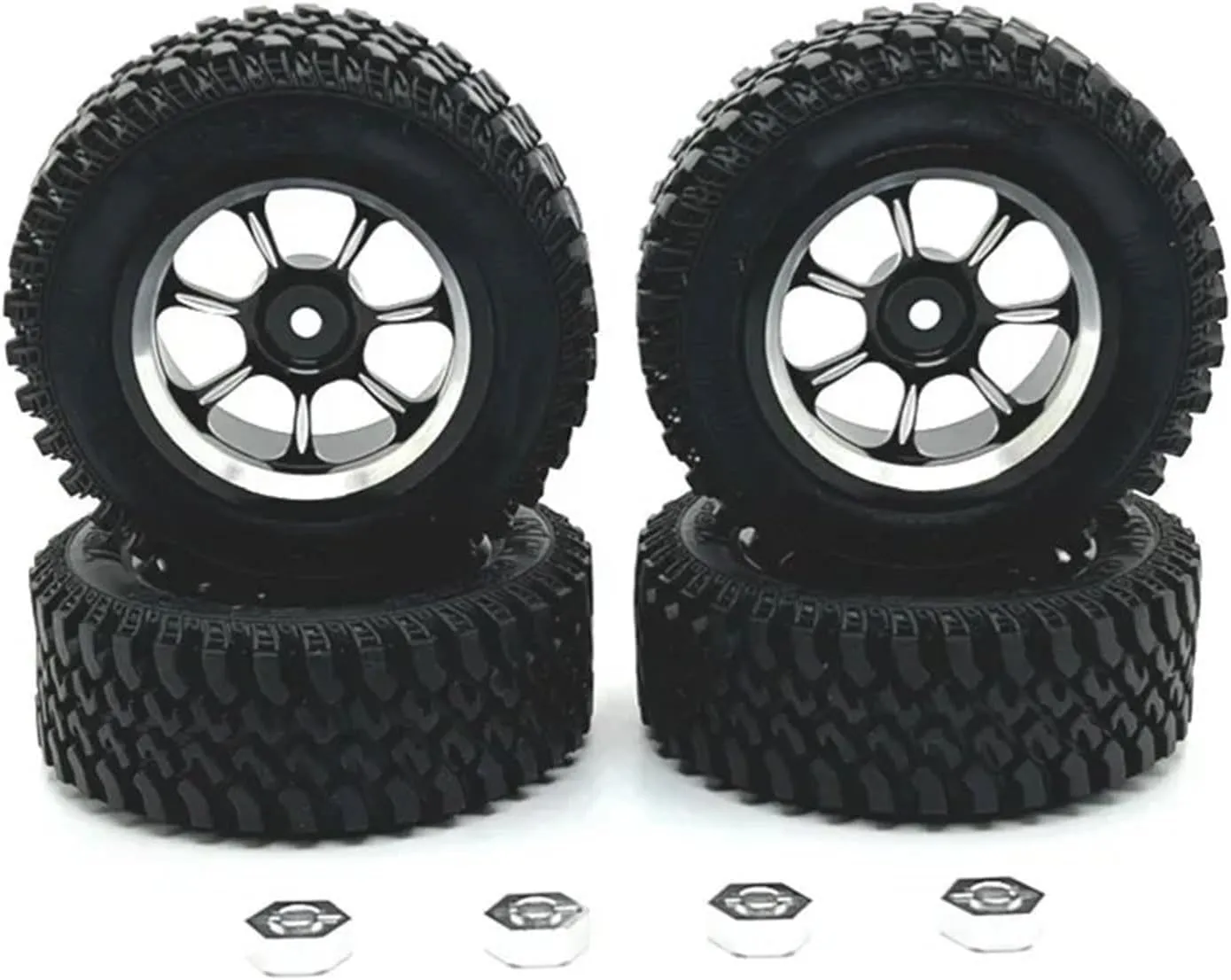 Compatible with MN128 MN86 G500 1/12 RC Four-Wheel Drive Car Upgrade Parts Metal Wheel Combination Device Tire RC Wheel Tires(Black)