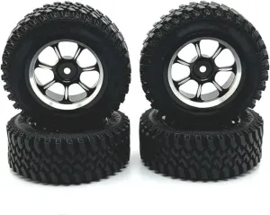 Compatible with MN128 MN86 G500 1/12 RC Four-Wheel Drive Car Upgrade Parts Metal Wheel Combination Device Tire RC Wheel Tires(Black)