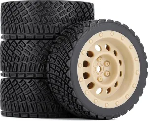 Compatible with Rolly for WLtoys 144001 4PCS Yellow 12mm Hex 67mm 1/14 1/10 RC Car Rubber Tires Wheel RC Tyre Spare Parts Accessory RC Wheel Tires