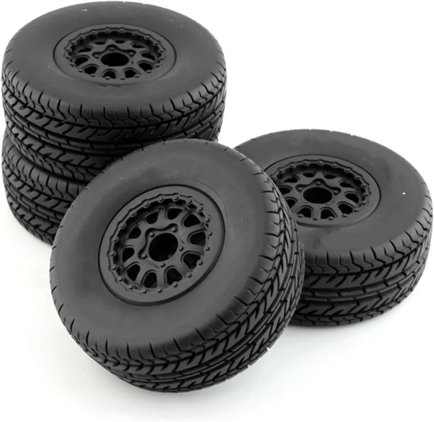 Compatible with Traxxas for Slash for Arrma for SENTON for HPI 1/10 RC Car Short Course Truck Tire 4Pcs 112mm Tyres Wheel with 12mm Hex RC Wheel Tires