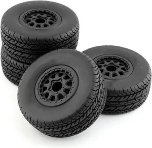 Compatible with Traxxas for Slash for Arrma for SENTON for HPI 1/10 RC Car Short Course Truck Tire 4Pcs 112mm Tyres Wheel with 12mm Hex RC Wheel Tires