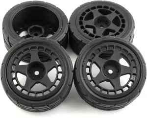 Compatible with XV-01 TT-01 TT-02 for LC for Racing for PTG-2 WR8 1/10 RC Car 4PCS 12mm Hex 65mm Rubber Tire Wheel Tyres RC Wheel Tires