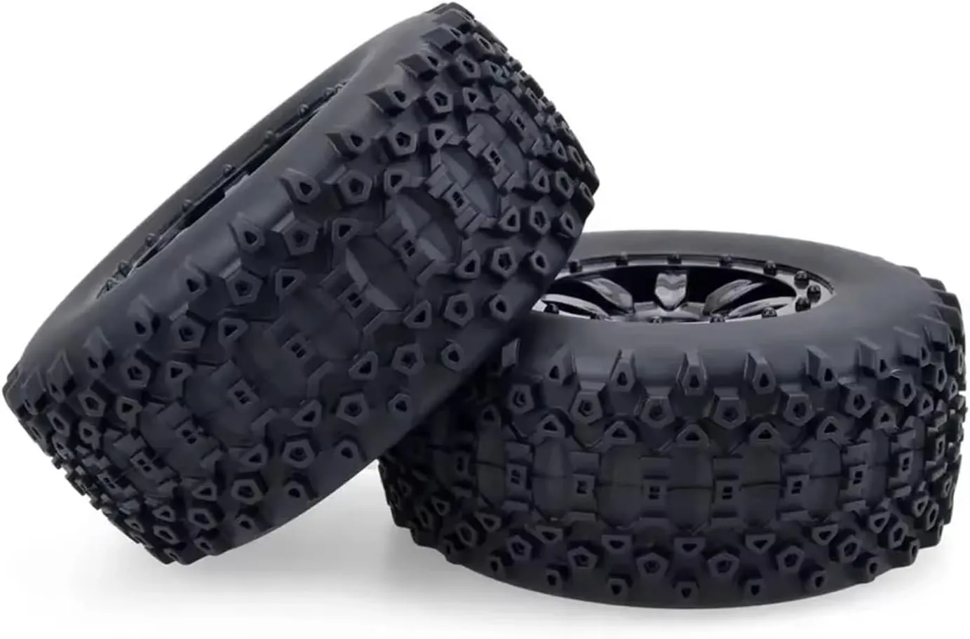 Compatible with ZD for Racing for Trxs for Slash for HPI for VKAR for Redcat 1:10 RC Wheel Short Course Truck Tires Set 12mm Hub Hex RC Wheel Tires(A)