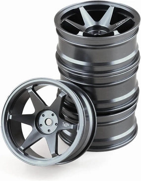 Compatible with Tamiya for Kyosho for HSP for Sakura for Traxxas 4Pcs 1/10 RC On-Road Drift for Racing Car 52Mm Metal Wheel Rim Wheel Hubs RC Wheel Tires