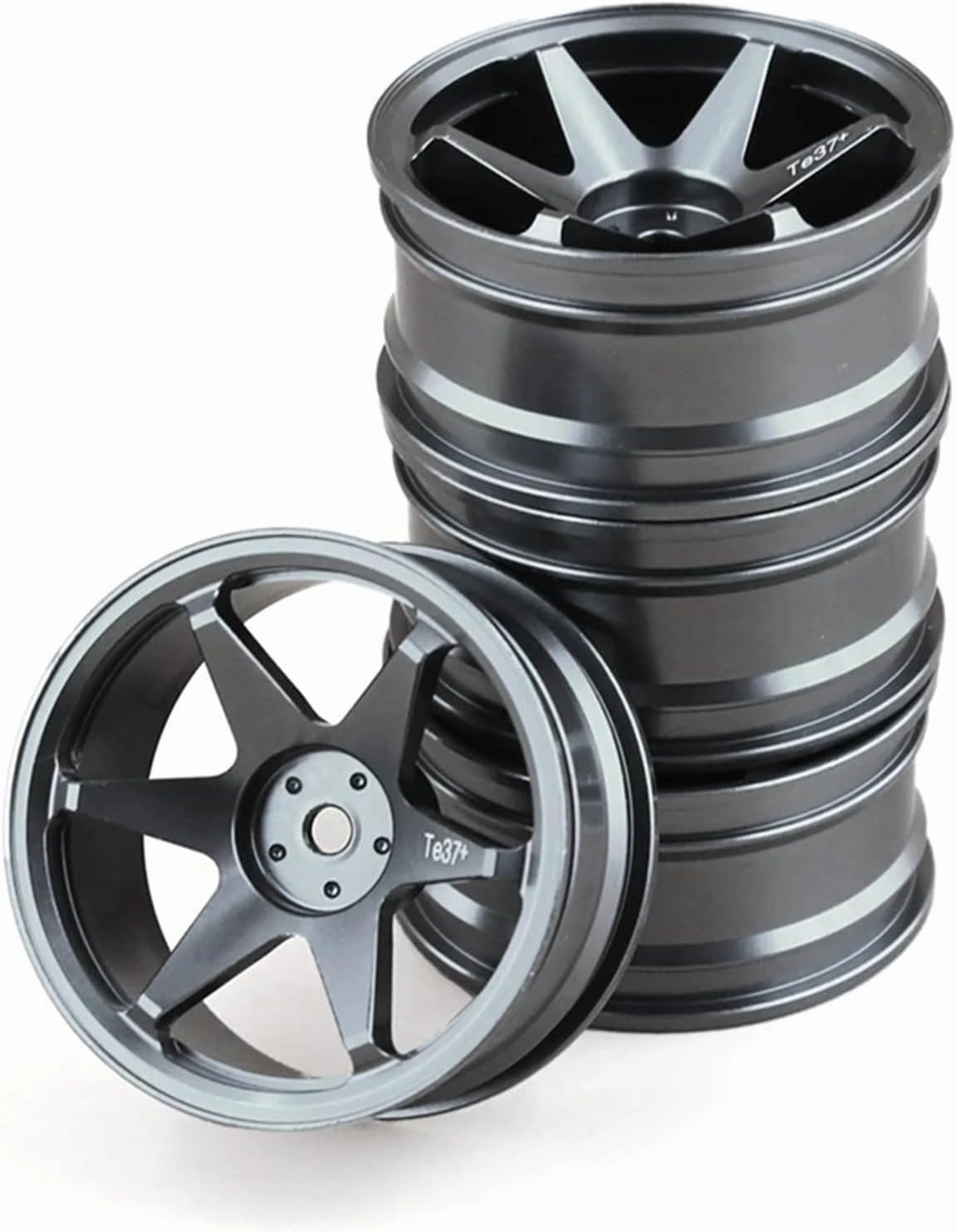 Compatible with Tamiya for Kyosho for HSP for Sakura for Traxxas 4Pcs 1/10 RC On-Road Drift for Racing Car 52Mm Metal Wheel Rim Wheel Hubs RC Wheel Tires