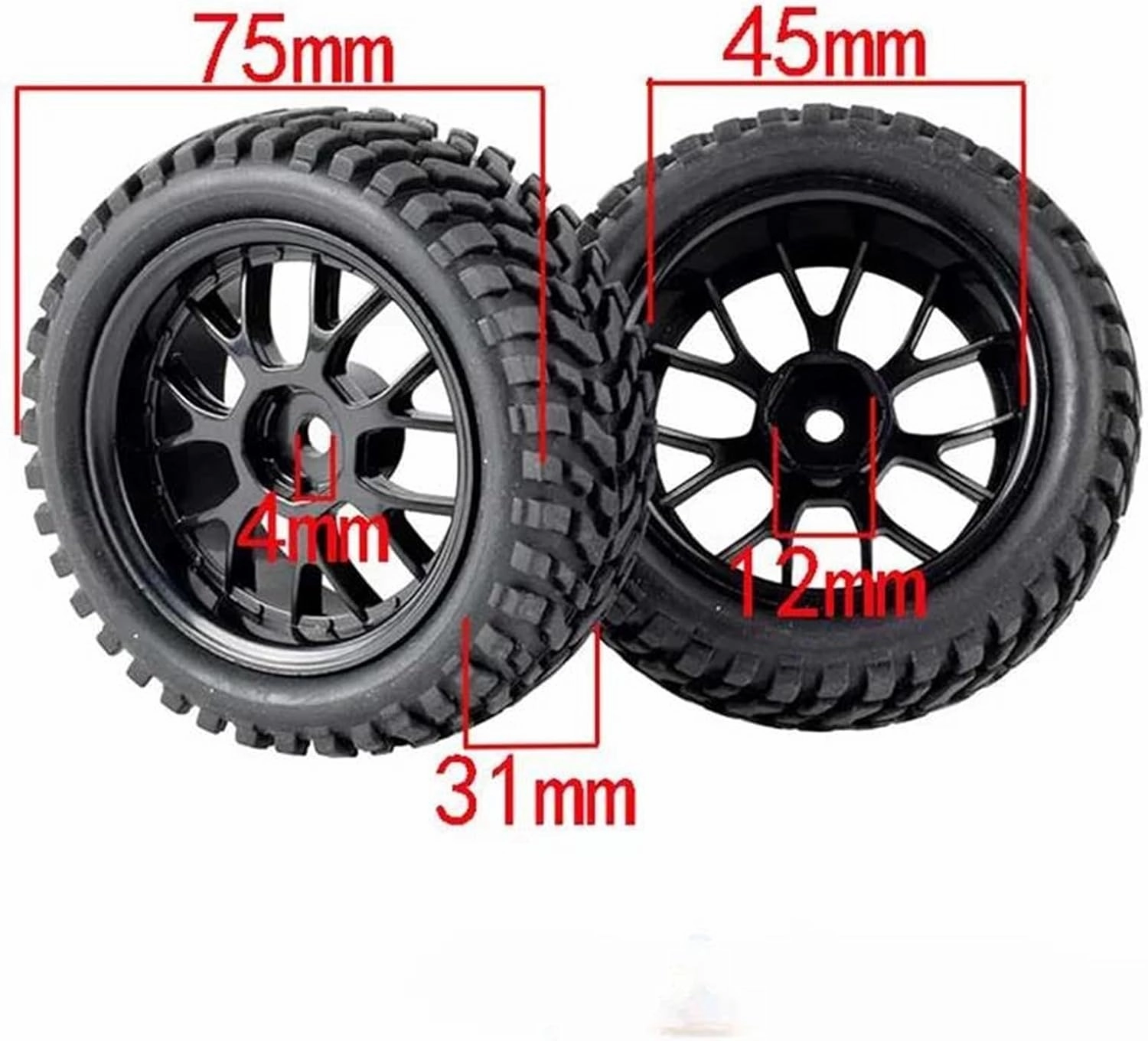 Compatible with Trxs for HSP for Tamiya for HPI for 1/10 On Road Wheels Drift Rims 75mm RC Tires for Rc Car On-Road Drift Rock RC Car Tire RC Wheel Tires(Red)